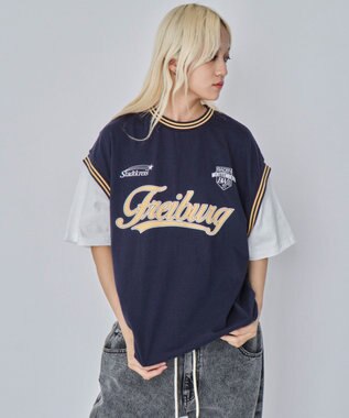 WEGO 【ユニセックス着用ITEM/MLサイズ展開】フェイクタンクグラフィックT（SS） ネイビー