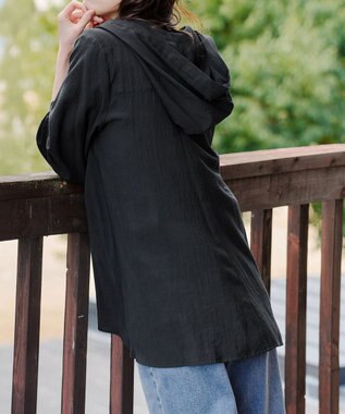 Tiaclasse L 【洗える】フード付きフレアチュニック ネイビー