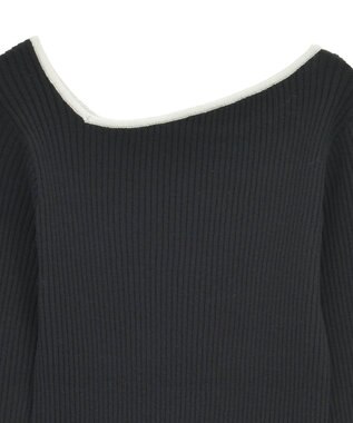 Green Parks 前後２ｗａｙアシンメトリー袖フレアリブニット Black