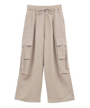 Green Parks 麻調ミリタリーカーゴパンツ Brown