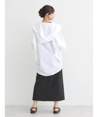 earth music&ecology フーディーシャツ Stripe White