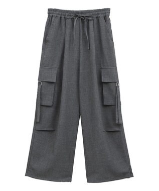 Green Parks 麻調ミリタリーカーゴパンツ Dark Gray