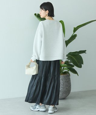 AMERICAN HOLIC 【選べる丈】チンツ加工ティアードスカート Black