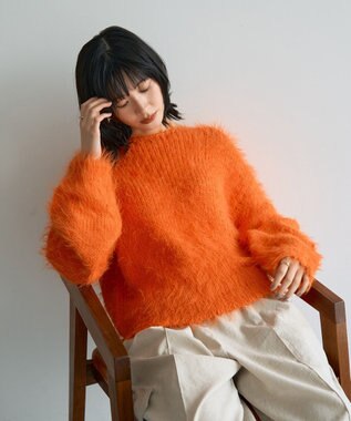 YECCA VECCA フェザーMIXロービングニット Orange