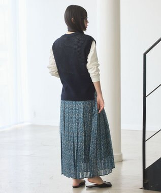 J.PRESS YORK STREET 【WOMEN】オリジナルタイルプリント ワイドプリーツスカート ネイビー系5