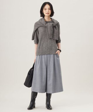 自由区 【洗える】ウォッシャブルウールサキソニーキュロット パンツ TOPグレー