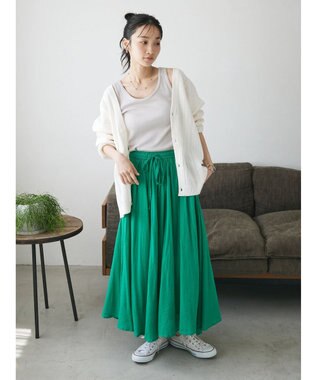 CRAFT STANDARD BOUTIQUE コットンボイルギャザースカート Green