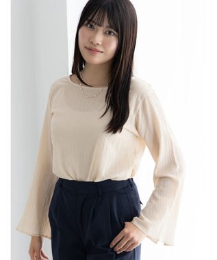 Te chichi クレープフレアスリーブブラウス【AOYAMA FASHION ASSOCIATION × Te chichi】 オレンジ