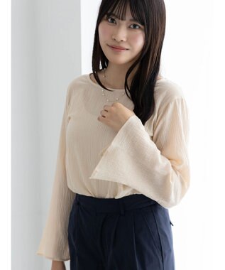 Te chichi クレープフレアスリーブブラウス【AOYAMA FASHION ASSOCIATION × Te chichi】 オレンジ