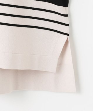 J.PRESS LADIES 【洗える】RAYON ELITE STRETCH ボーダー ニットT ベージュ×ブラック系