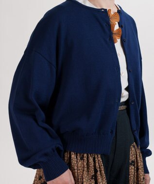 muuc 花モチーフ付きコットンニットカーディガン