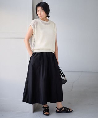 ANY フレンチスリーブメッシュニット オフ