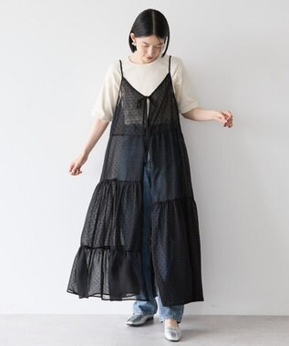 AMERICAN HOLIC ティアードドットキャミワンピース Black