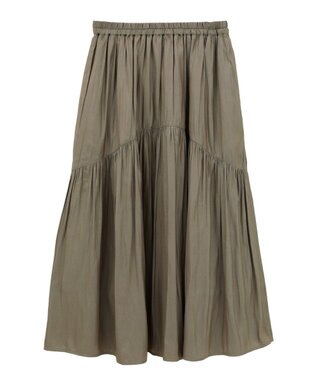 AMERICAN HOLIC 【選べる丈】チンツ加工ティアードスカート Mocha