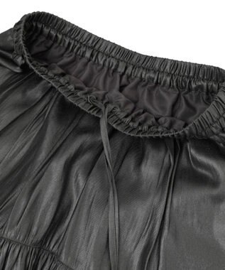 AMERICAN HOLIC 【選べる丈】チンツ加工ティアードスカート Black