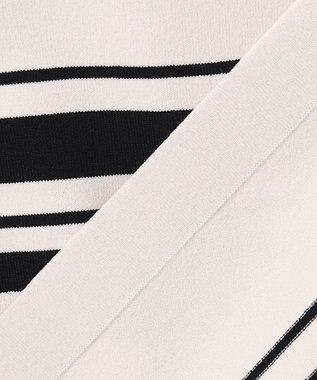 J.PRESS LADIES 【洗える】RAYON ELITE STRETCH ボーダー ニットT ベージュ×ブラック系