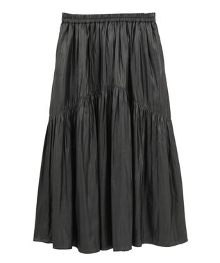 AMERICAN HOLIC 【選べる丈】チンツ加工ティアードスカート Black