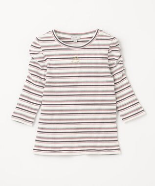 ANY KIDS 七分袖 テレコボーダー Tシャツ エクリュ系