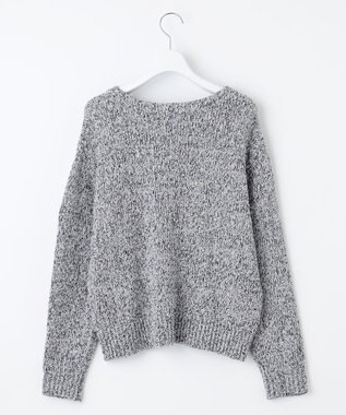 自由区 L 【洗える】ラメブークレ ニット ブルー系