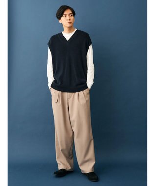 CRAFT STANDARD BOUTIQUE ポリエステルツイルベルテッドパンツ Gray Beige