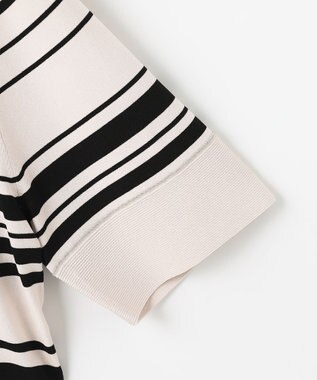 J.PRESS LADIES 【洗える】RAYON ELITE STRETCH ボーダー ニットT ベージュ×ブラック系