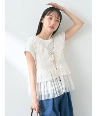 earth music&ecology チュールベスト Ivory