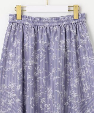 ANY SIS 【洗える】ラインフラワーストライプ スカート ライトブルー系