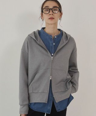 WEGO 【ANGIE VINTAGE】ダンボール ダブルジップパーカー フーディー 杢グレー