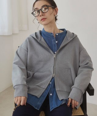 WEGO 【ANGIE VINTAGE】ダンボール ダブルジップパーカー フーディー 杢グレー