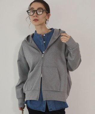 WEGO 【ANGIE VINTAGE】ダンボール ダブルジップパーカー フーディー 杢グレー