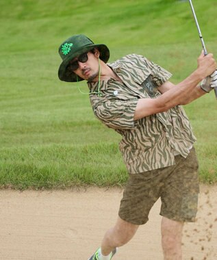 PW CIRCULUS 【MEN】ストライプカモフラ メッシュポケットシャツ ゴルフ カーキ系5