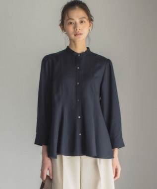 組曲 リヨセルシャーティングペプラム ブラウス ネイビー系
