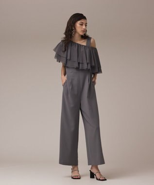 GRACE CONTINENTAL フリルケープサロペット グレー