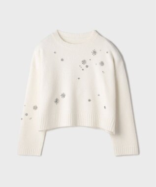 GRACE CONTINENTAL ビジューニットトップ ホワイト