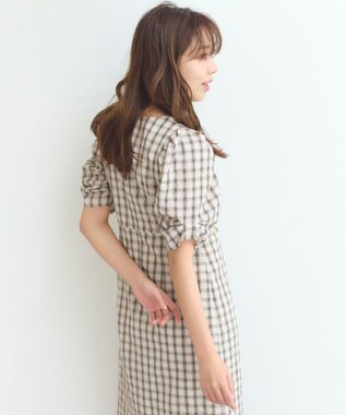 Feroux 【洗える】サッカーチェック ワンピース ベージュ系1