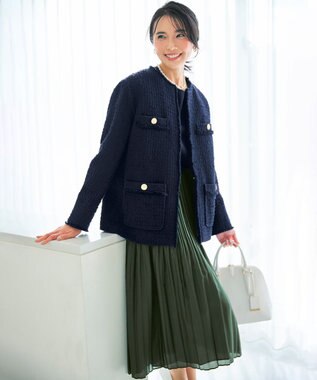 23区 【セットアップ対応】トリアセダブルジョーゼット ブラウス ネイビー系