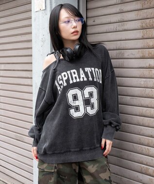 WEGO 【25年秋冬新作】2WAYグラフィックワンショルBIGスウェット 柄1