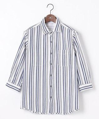 JOSEPH ABBOUD 【1枚で2通りの着こなし】オーガニックコットンリバーシブル 七分袖シャツ ホワイト系1