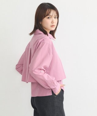 earth music&ecology ロールアップスリーブボクシーシャツ Purple