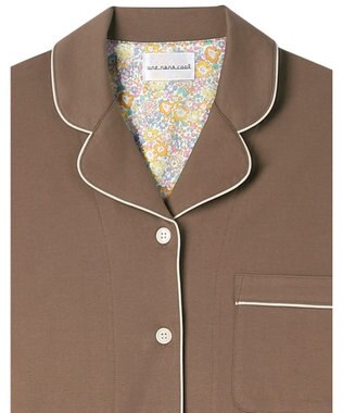 une nana cool 【綿100%】60/2 やわらか天竺 半袖開襟パジャマ MADE WITH LIBERTY FABRIC ブラウン