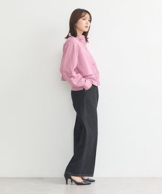 earth music&ecology ロールアップスリーブボクシーシャツ Purple