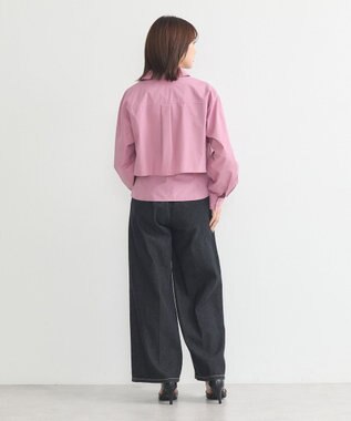 earth music&ecology ロールアップスリーブボクシーシャツ Purple