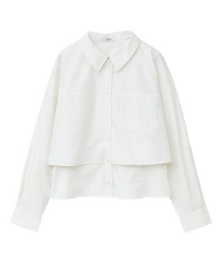 earth music&ecology ロールアップスリーブボクシーシャツ Off White