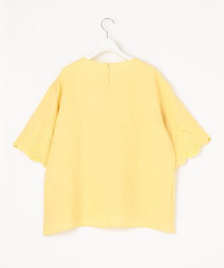 自由区 【XSサイズ～/洗える/セット可】エンブロイダリーリネンフレア袖 ブラウス ライトイエロー系