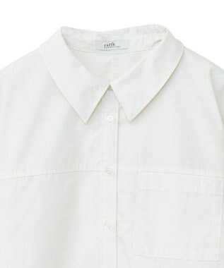 earth music&ecology ロールアップスリーブボクシーシャツ Off White