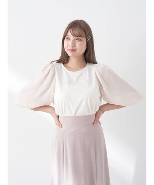 earth music&ecology ラメスリーブプルオーバー Ivory