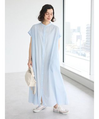CRAFT STANDARD BOUTIQUE インド綿バンドカラーワンピース