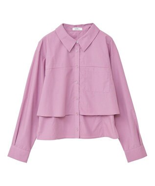 earth music&ecology ロールアップスリーブボクシーシャツ Purple