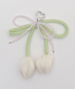 WEGO チューリップリボンビーズキーホルダー ホワイト