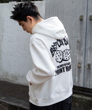 WEGO 【裏起毛/ユニセックス着用ITEM】リラックスフィットグラフィックパーカー ホワイト